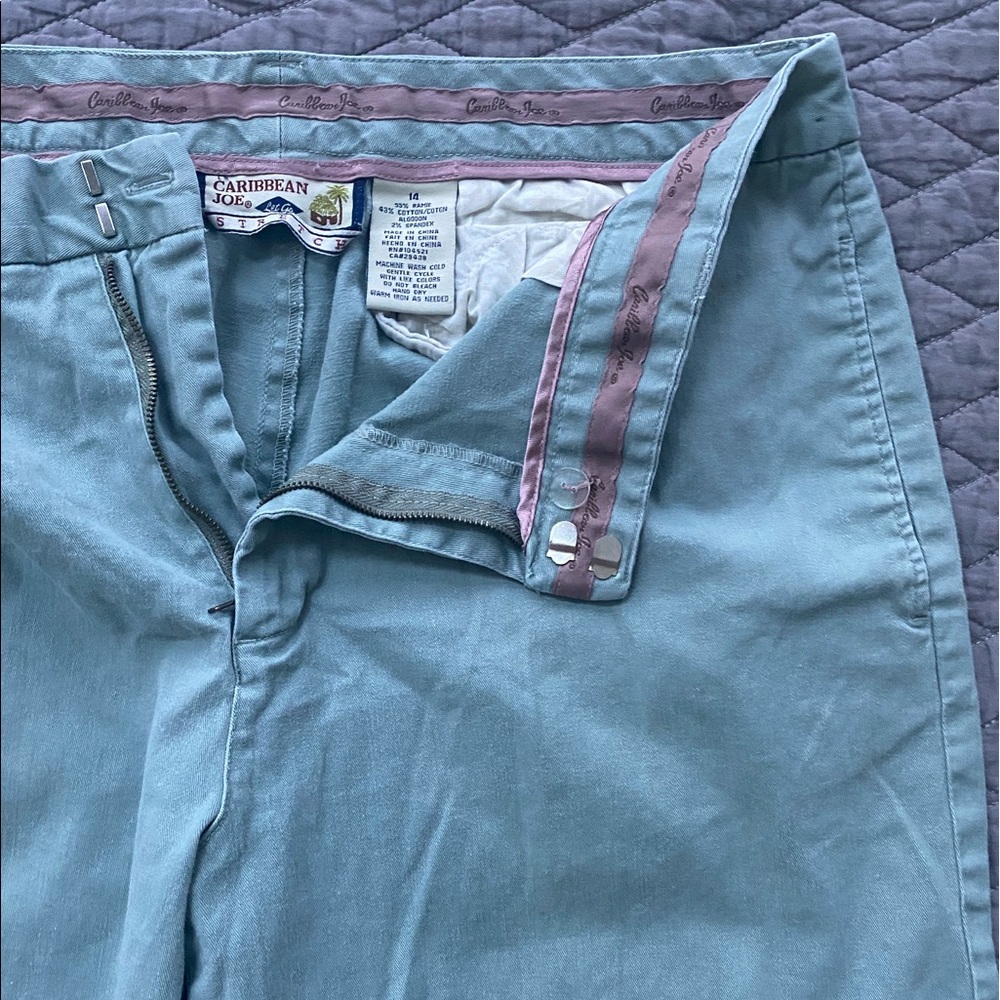 Caribbean Joe Capri Pants Womens 14 Light Green